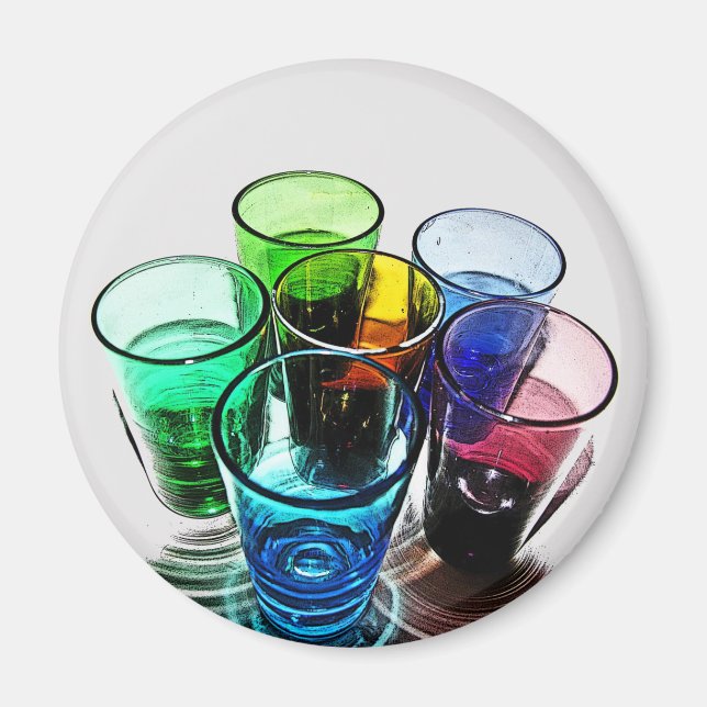 6 Coloured Cocktail Shot Glasses -Style 16 Magnet (Front)