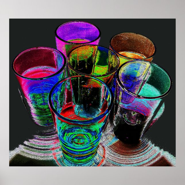 6 Coloured Cocktail Shot Glasses -Style 17 Poster (Front)