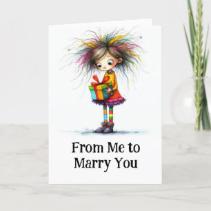 **  6 Colourful AP97 MARRY ME Christmas Girl Gift Thank You Card