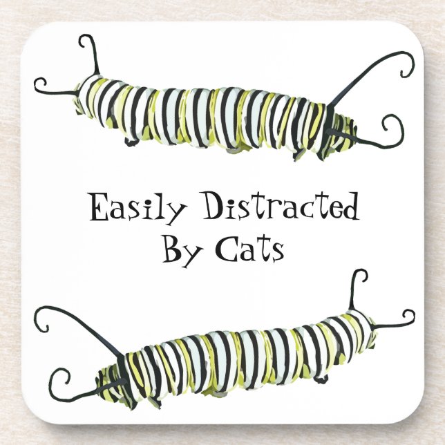6 Cork Back Coasters - Easily Distracted by Cats. (Front)