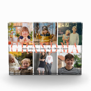 6 Custom Names Grandkid Photo Gift For Grandma Block