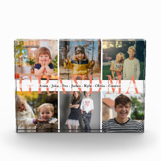 6 Custom Names Grandkid Photo Gift For Grandma Block