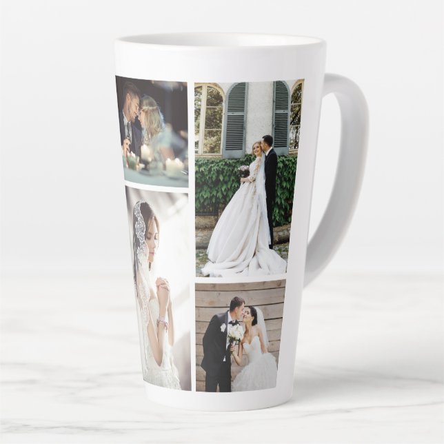 6 Custom Photo Collage Favourite Moments Latte Mug (Right Angle)