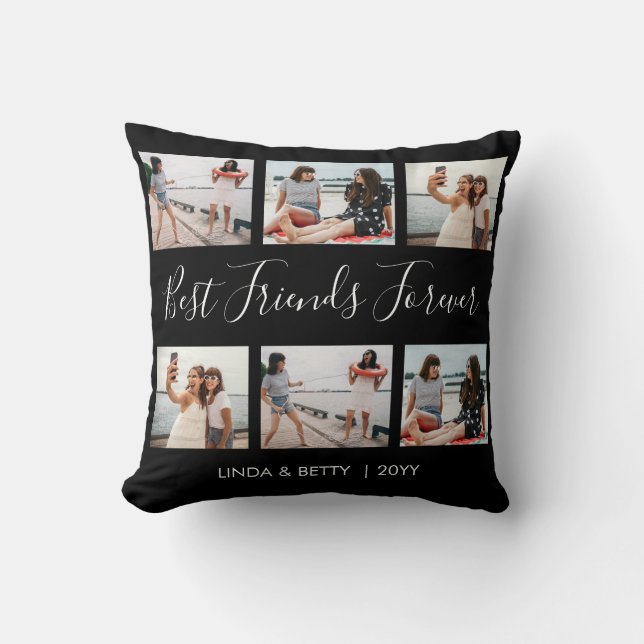 6 Custom Photo Collage Script Best Friends Forever Cushion (Front)