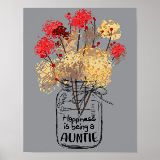 6 Cute Floral Mum Happiness Is Being An Auntie Poster