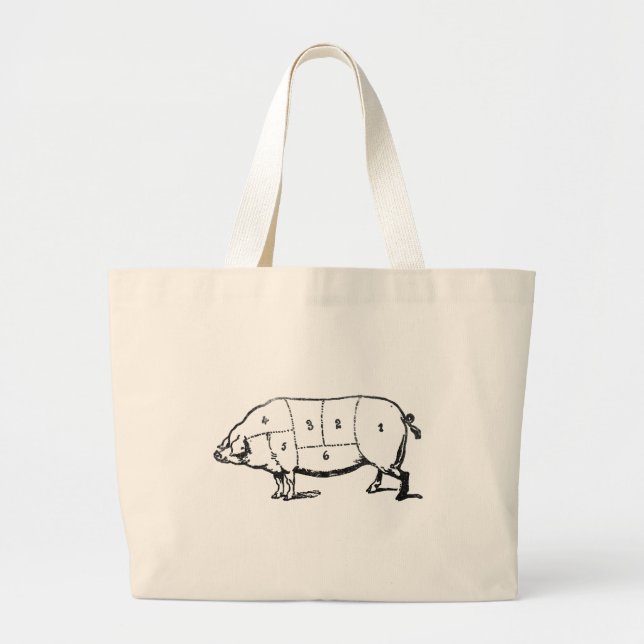 6 Degrees of  Bacon Large Tote Bag (Front)