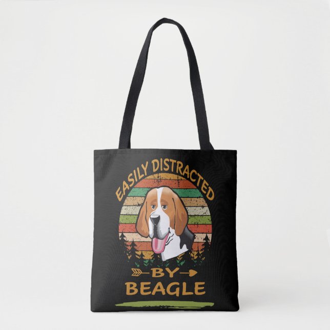 6 Easily Distracted By Beagle Tote Bag (Front)