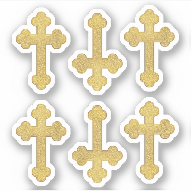 6 Faux Metallic Gold Budded Crosses - Contour (Front)