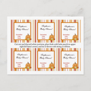 6 Favour Tags Autumn Fall Pumpkin Baby Invitation Postcard