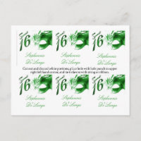 6 Favour Tags Sweet 16 Green Party Mask