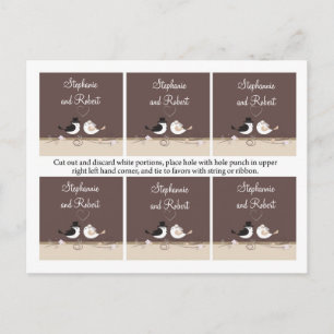 6 Favour Tags Wedding Birds Bride Groom Love Coupl Postcard