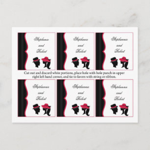 6 Favour Tags Whimsical Formal Hats Elegant Retro Postcard