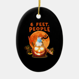 6 Feet People Bulldog Dog With Mask Halloween Gift Ceramic Tree Decoration