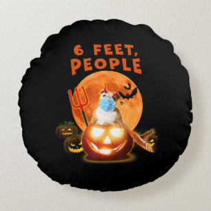6 Feet People Bulldog Dog With Mask Halloween Gift Round Cushion