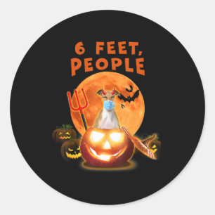 6 Feet, People Italian Greyhound Dog With Mask Classic Round Sticker