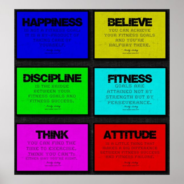 6 Fitness Quotes Poster in Brights (Front)