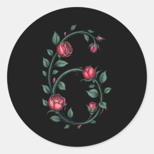 6 Floral 67 Rose Valentines Day Funny Love Matchin Classic Round Sticker