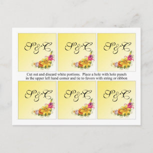 6 Flower Bouquet Wedding Favour Tags Postcard