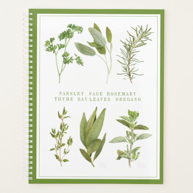  6 FRESH HERBS 8.5x11 Planner / Green (Front)