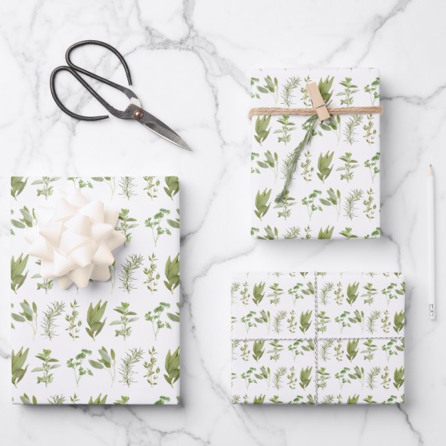 6 FRESH HERBS Flat Sheet Wrapping Paper  (Front)