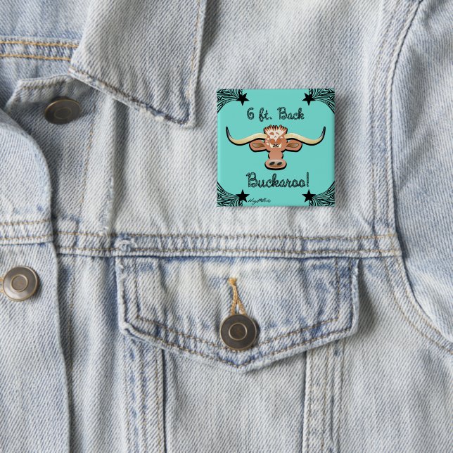 6 Ft. Back Buckaroo, Longhorn Steer Button (In Situ)
