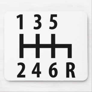 6 gearshift race car black mouse pad