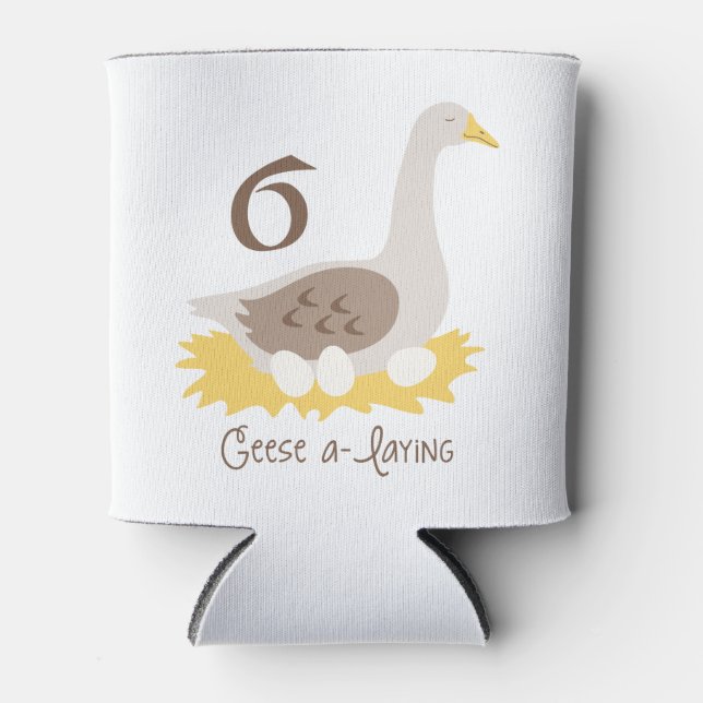 6 Geese A-Laying Can Cooler (Front)