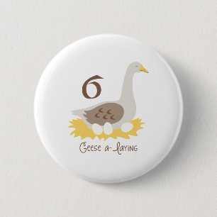 6 Geese A-Laying Cm Round Badge