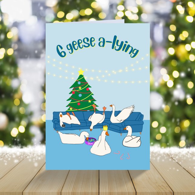 6 geese a-lying pun funny cartoon Christmas  Holiday Card (Creator Uploaded)