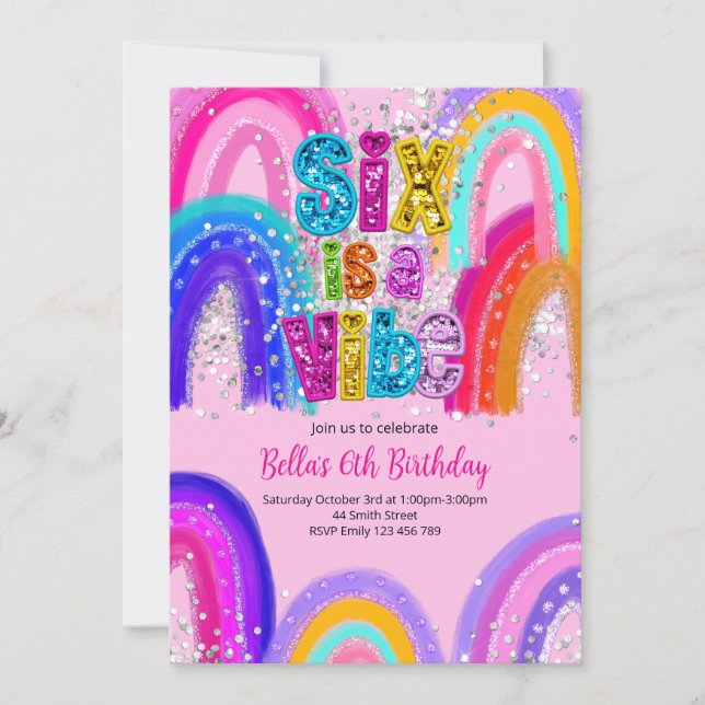 6 is a Vibe Birthday Invitation (Front)