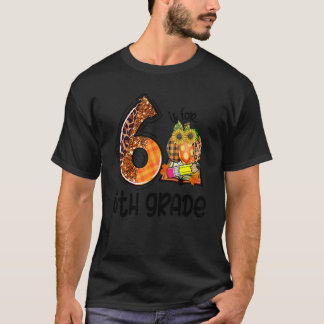 6 Is For 6th Grade Leopard Pumpkin Teacher Fall Th T-Shirt