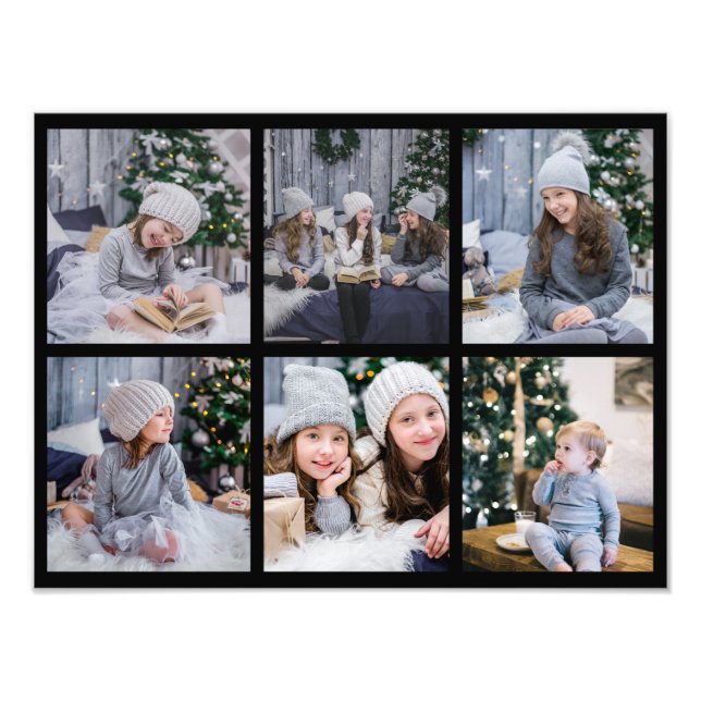 6 Kids Photo Gallery Collage Gift Display Black Print (Front)