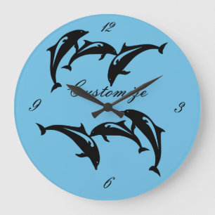 6 Leaping Porpoises Thunder_Cove Large Clock