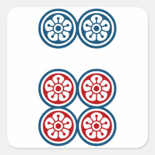 6 mahjong tiles / SIX OF CIRCLES -MAHJONG TILE- Square Sticker