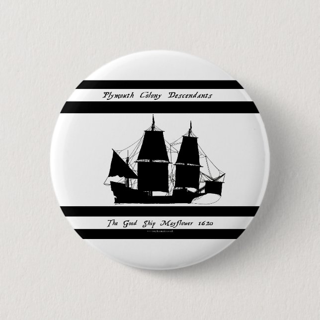 6 mayflower descendants 6 cm round badge (Front)