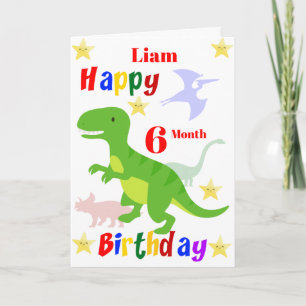 6 Month Dinosaur Birthday Card