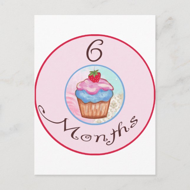 6 Months Cupcake Milestone Postcard (Front)