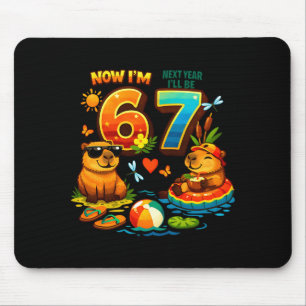6 next year be 7 capybara 67 meme kids birthday mouse pad