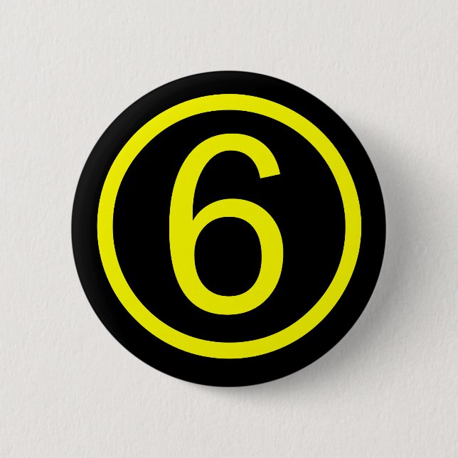6 - number six cm round badge (Front)