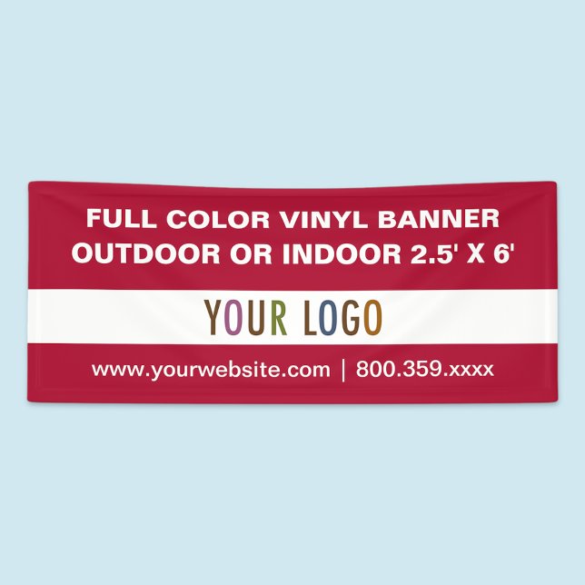 6' Outdoor or Indoor Vinyl Banner Custom Sign (MISOOK Vinyl Banner with Logo 2.5 x 6 ft)