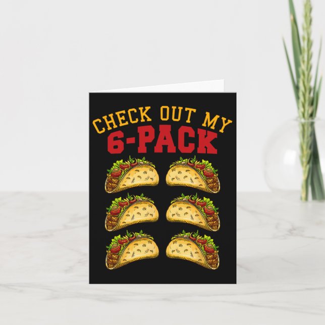 6 Pack Fitness Taco Funny Mexican Gym Top For Taco Card (Front)