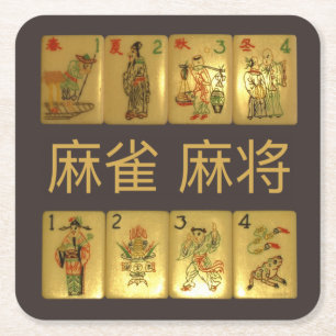 6 paper coasters – 麻雀  麻将  Flowers & Sea