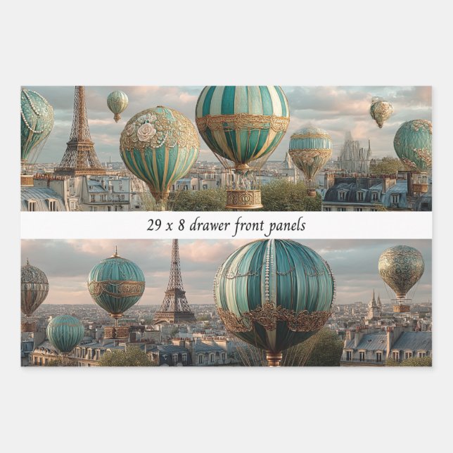 6 Paris Hot Air Balloon Wrapping Drawer Panels Paper Sheet (Front)