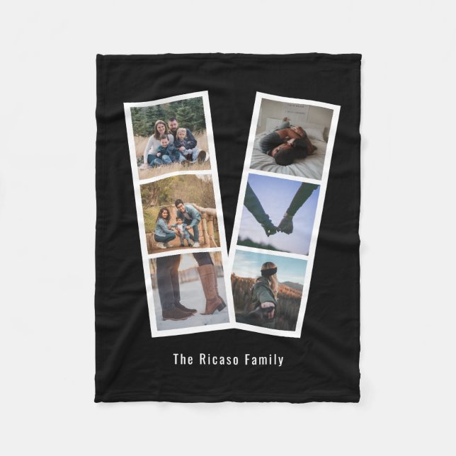6 Photo Booth Style Personalised Fleece Blanket (Front)