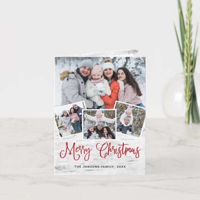 6 PHOTO Christmas Rustic Birch Bark Greeting Holiday Card (Front)