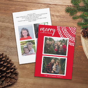 6 photo - Christmas Script and Dots Holiday Card