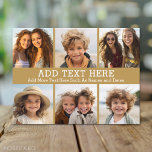 6 Photo Collage 2 Lines of Text -- CAN Edit Gold Postcard<br><div class="desc">A collage of 6 square photos with 2 lines of text highlighted in the middle. Add "GRANDPA" or "DADDY" with photo of the kids and make a cute memento for the family. Add your favourite pics to this fun template. You can use square photos or any photos for this grid....</div>