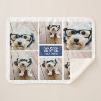 6 Photo Collage and Up to 3 Lines of Text - blue