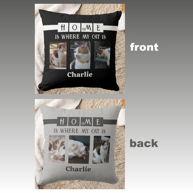 6 photo collage animal lover black grey cushion (Creator Uploaded)