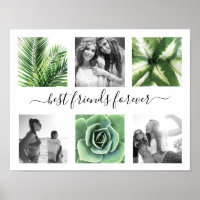 6 photo collage Best friends forever modern poster